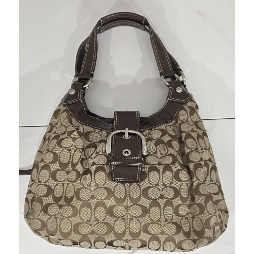 Coach Y2K Soho Hobo Large Lynn Brown Signature C Canvas Bag Slouchy Boho F15083